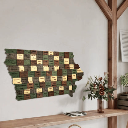 3D Wooden Iowa State Map Wall Art