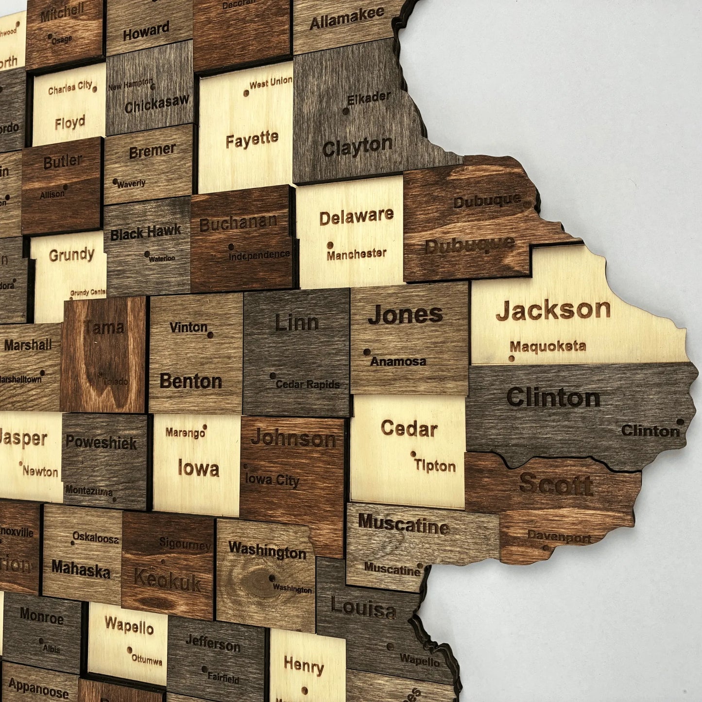 3D Wooden Iowa State Map Wall Art
