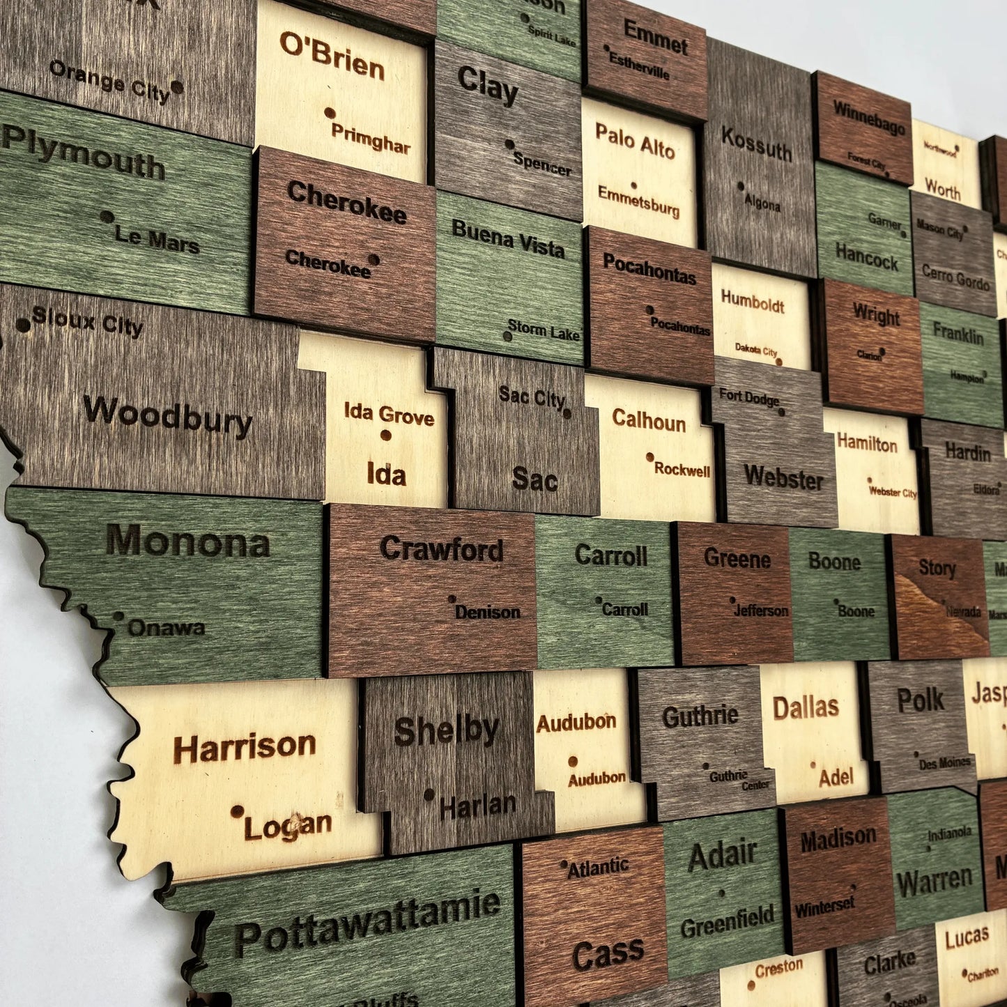 3D Wooden Iowa State Map Wall Art