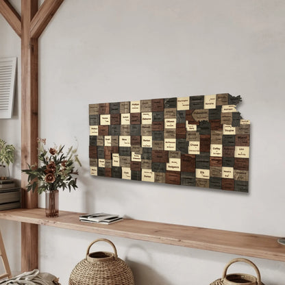 3D Wooden Kansas State Map Wall Art