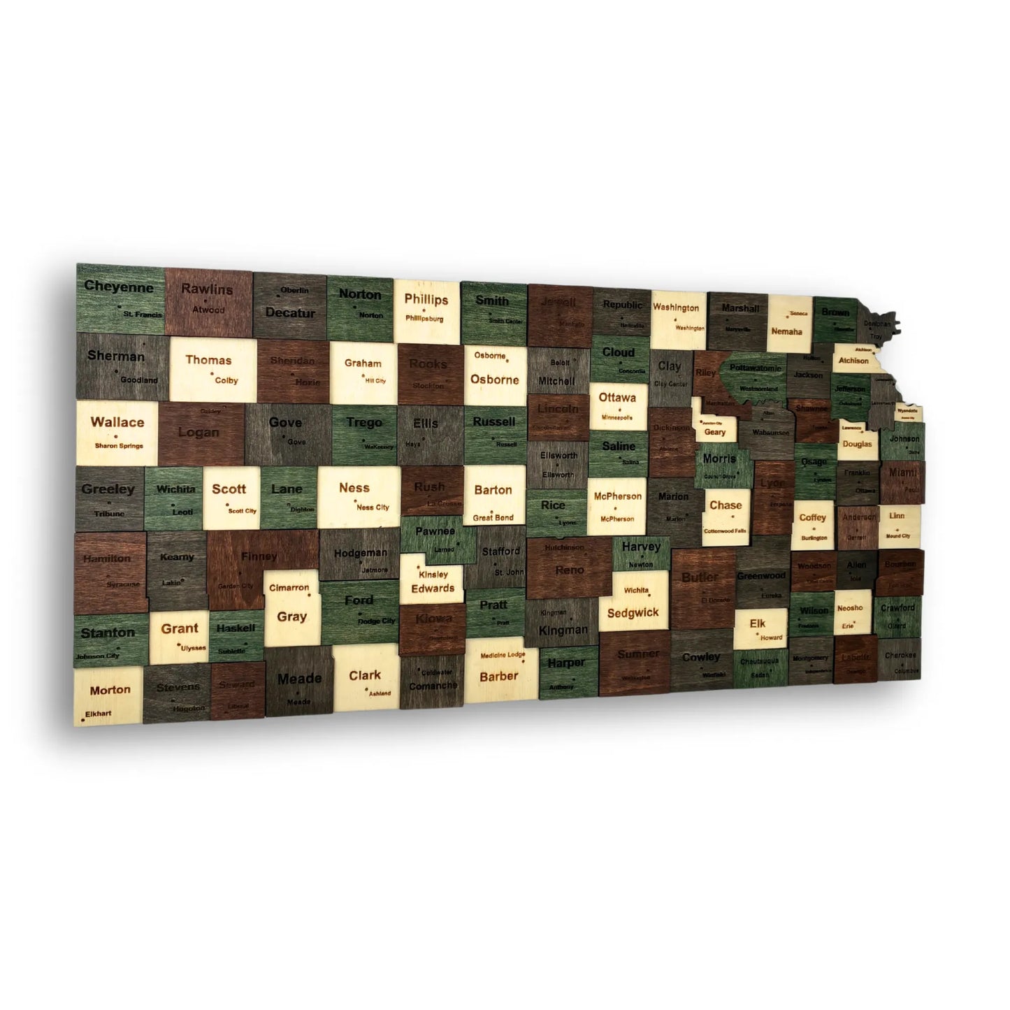 3D Wooden Kansas State Map Wall Art
