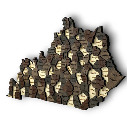 3D Wooden Kentucky State Map Wall Art