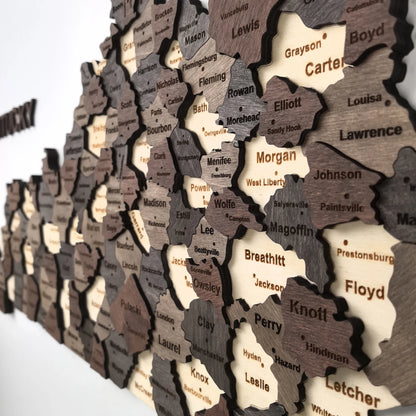 3D Wooden Kentucky State Map Wall Art