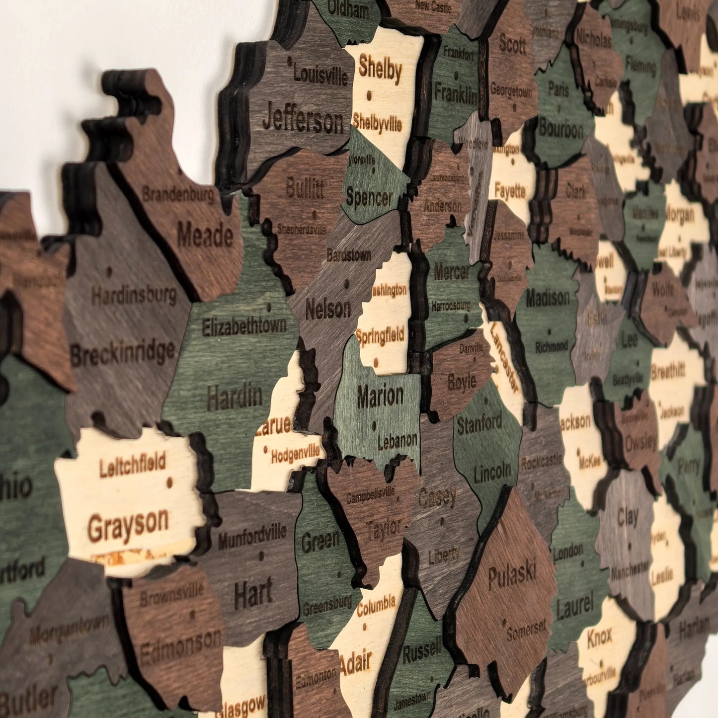 3D Wooden Kentucky State Map Wall Art