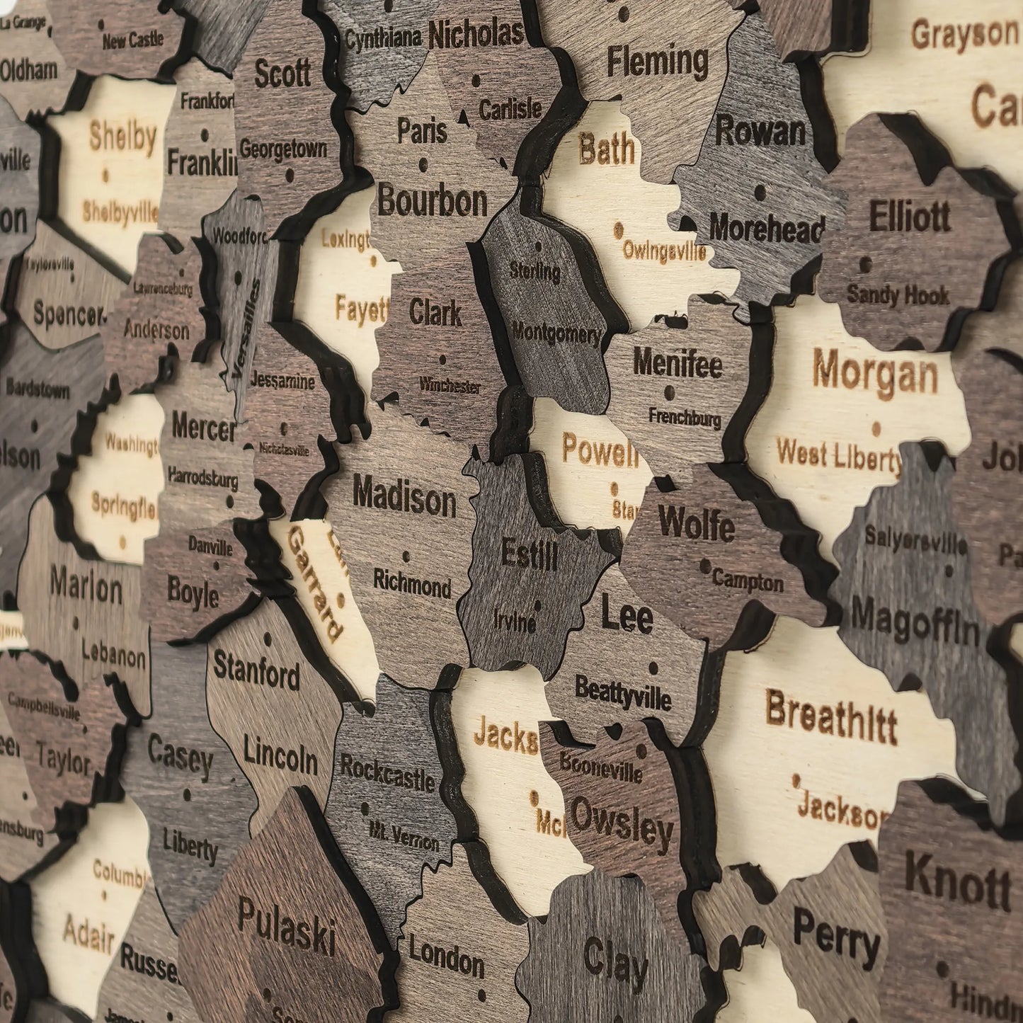 3D Wooden Kentucky State Map Wall Art