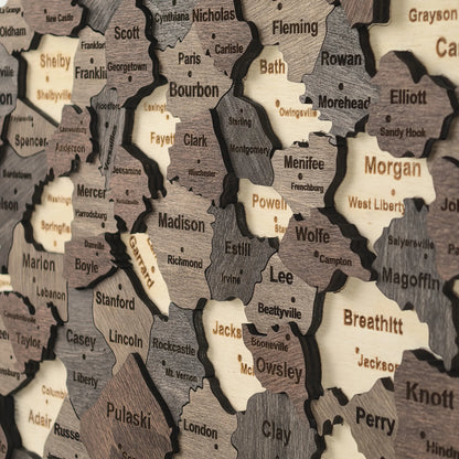 3D Wooden Kentucky State Map Wall Art