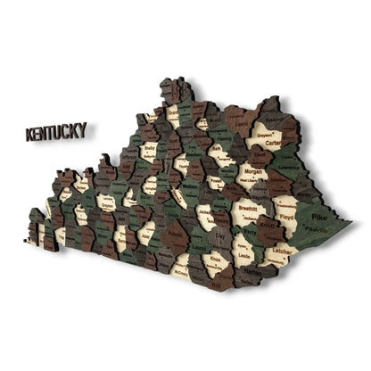 3D Wooden Kentucky State Map Wall Art