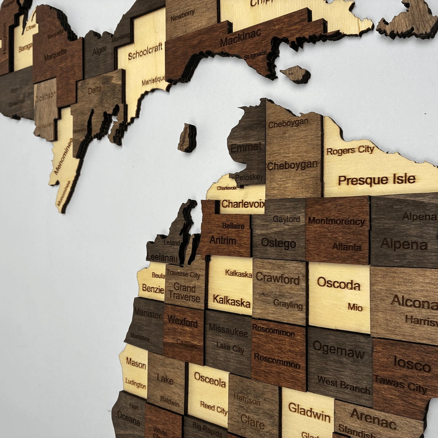 3D Wooden Michigan State Map Wall Art