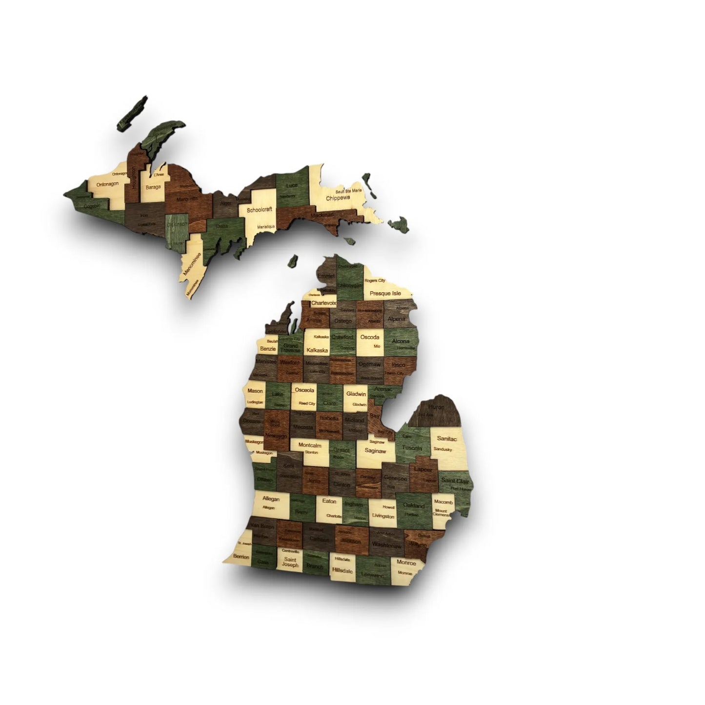 3D Wooden Michigan State Map Wall Art