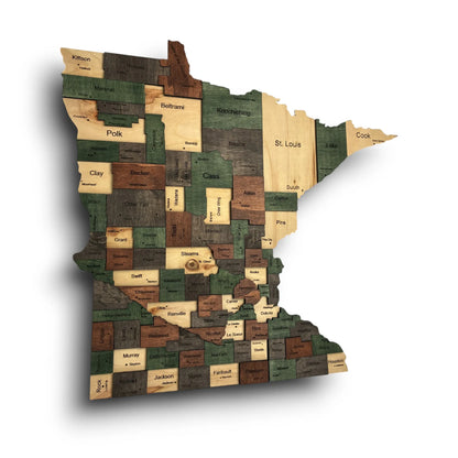 3D Wooden Minnesota State Map Wall Art