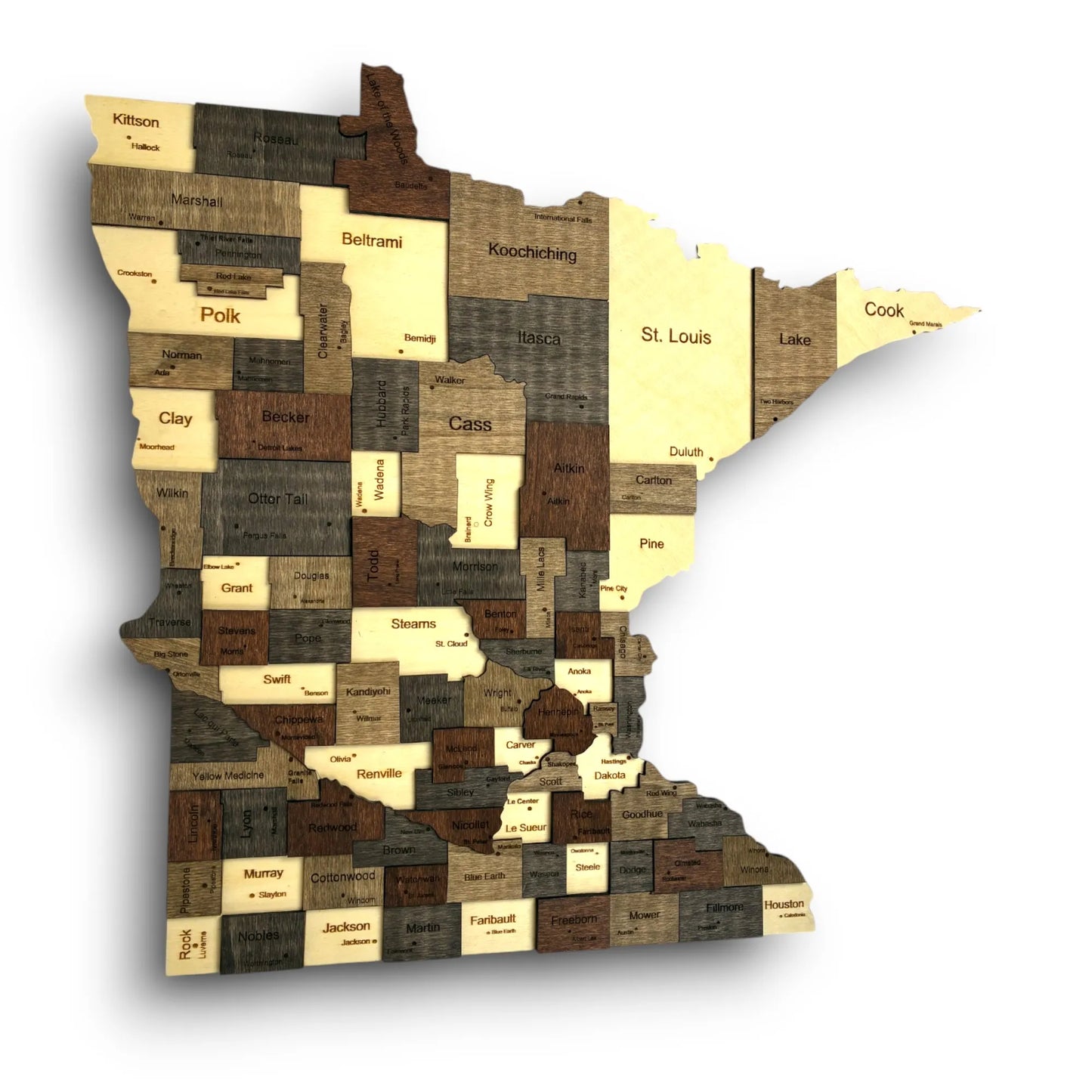 3D Wooden Minnesota State Map Wall Art