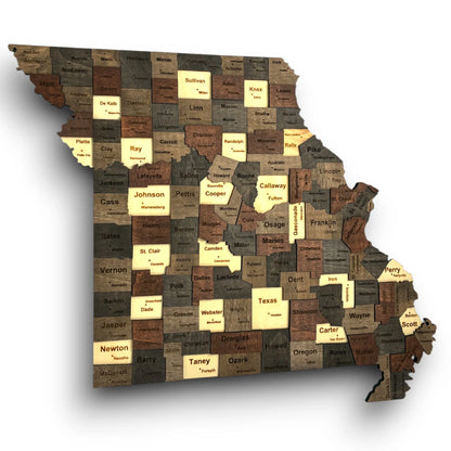 3D Wooden Missouri State Map Wall Art