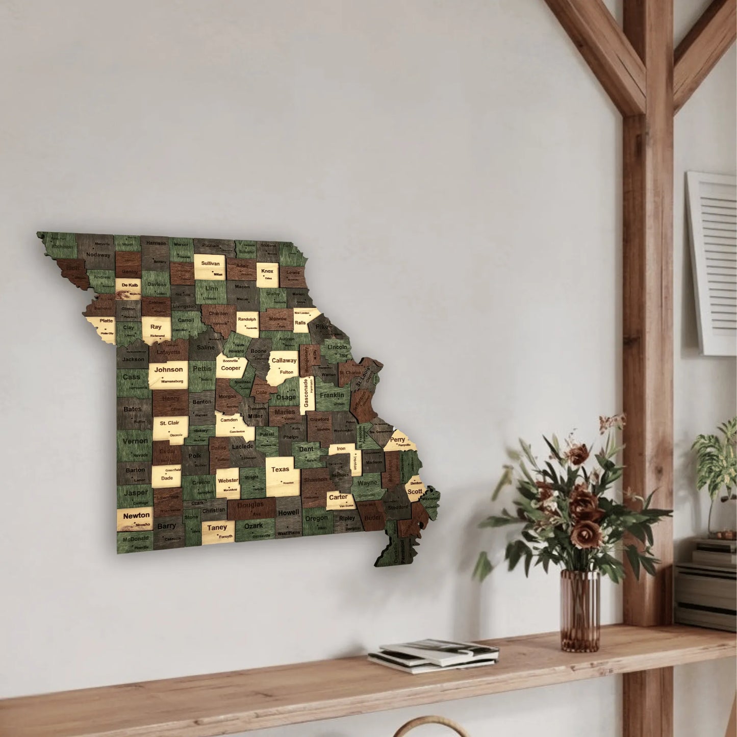 3D Wooden Missouri State Map Wall Art
