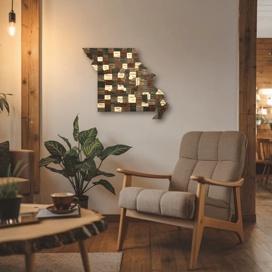 3D Wooden Missouri State Map Wall Art – Handcrafted Decor