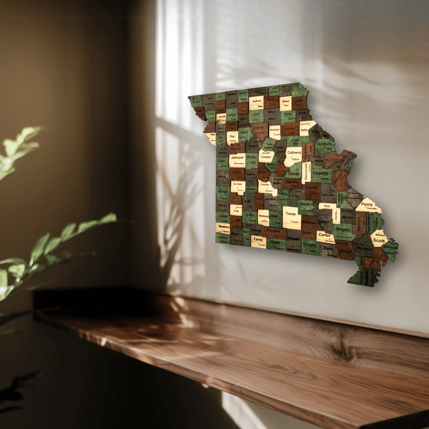 3D Wooden Missouri State Map Wall Art
