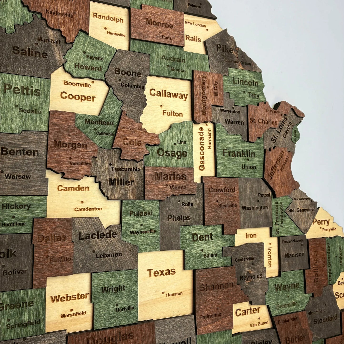 3D Wooden Missouri State Map Wall Art