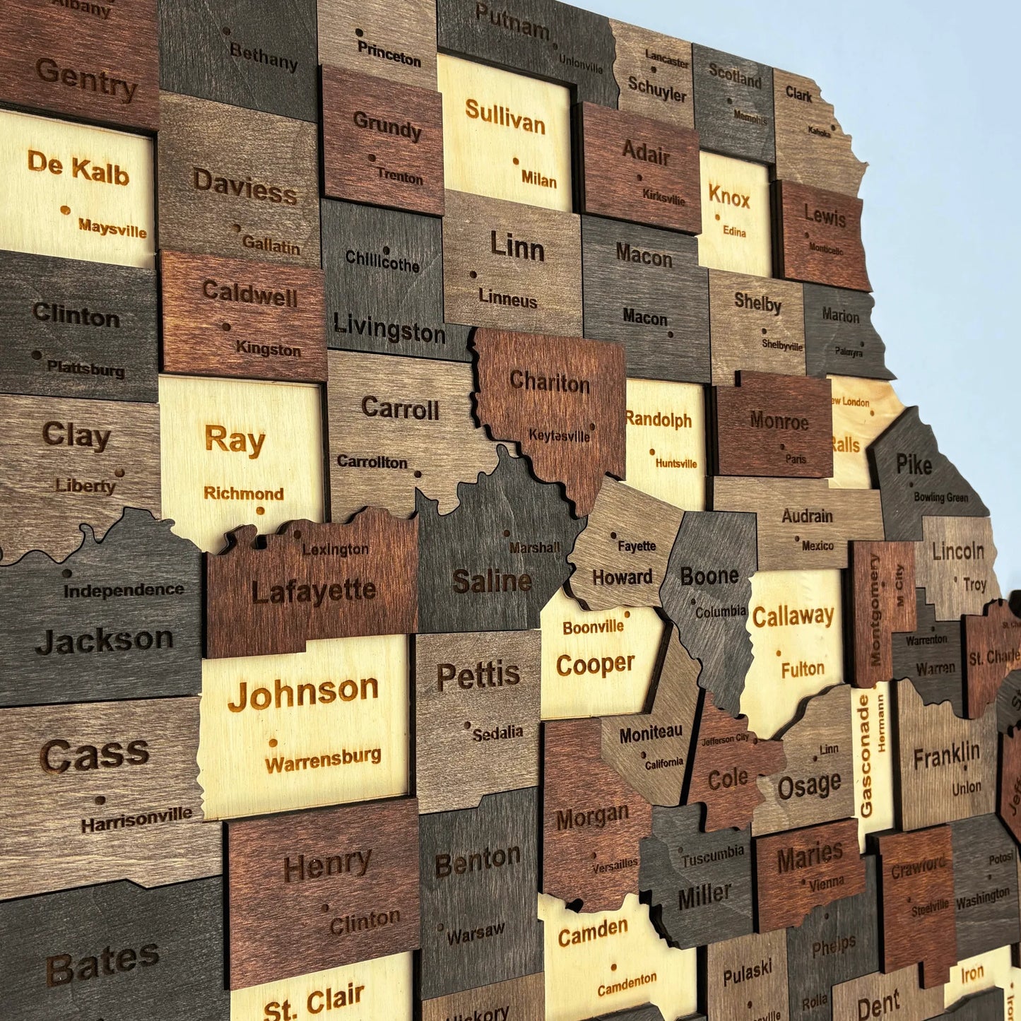 3D Wooden Missouri State Map Wall Art