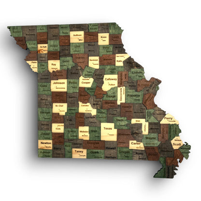 3D Wooden Missouri State Map Wall Art