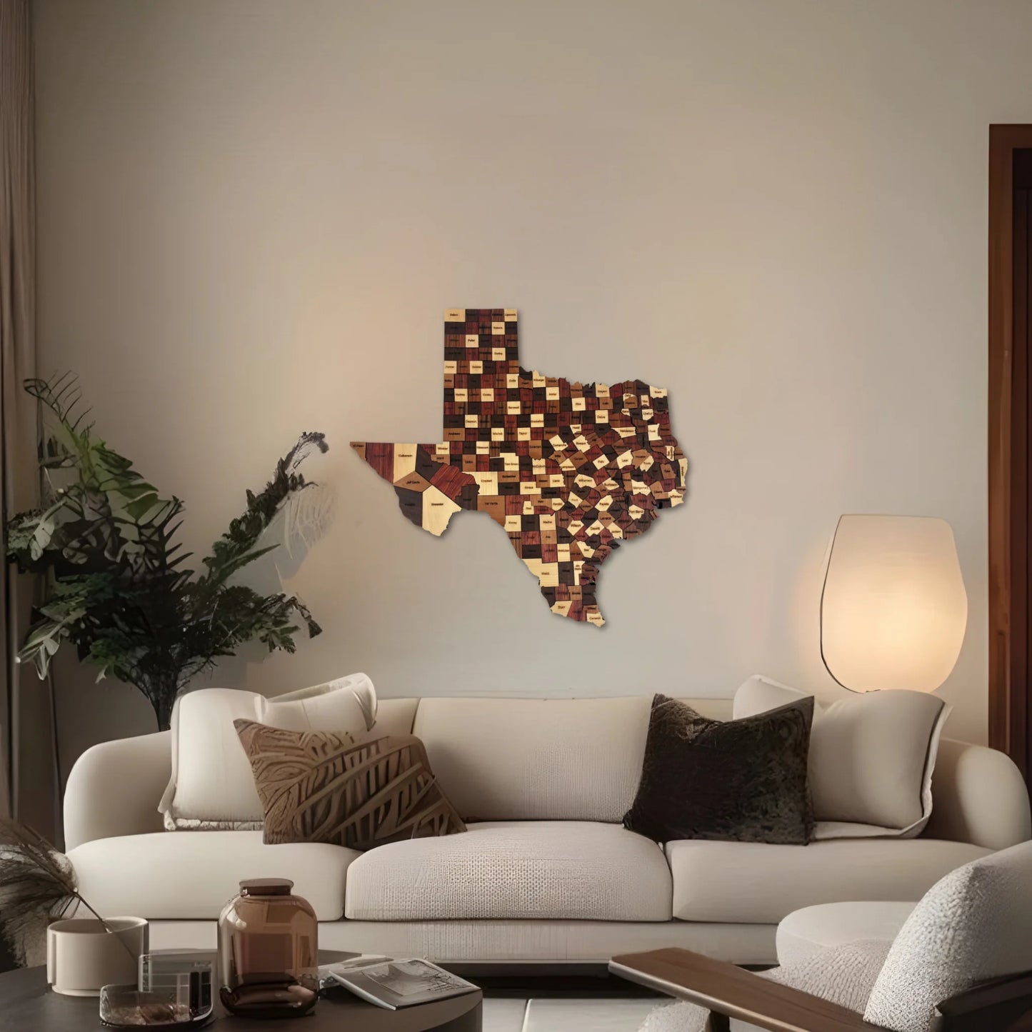 Natural Wood Texas State Map Wall Art