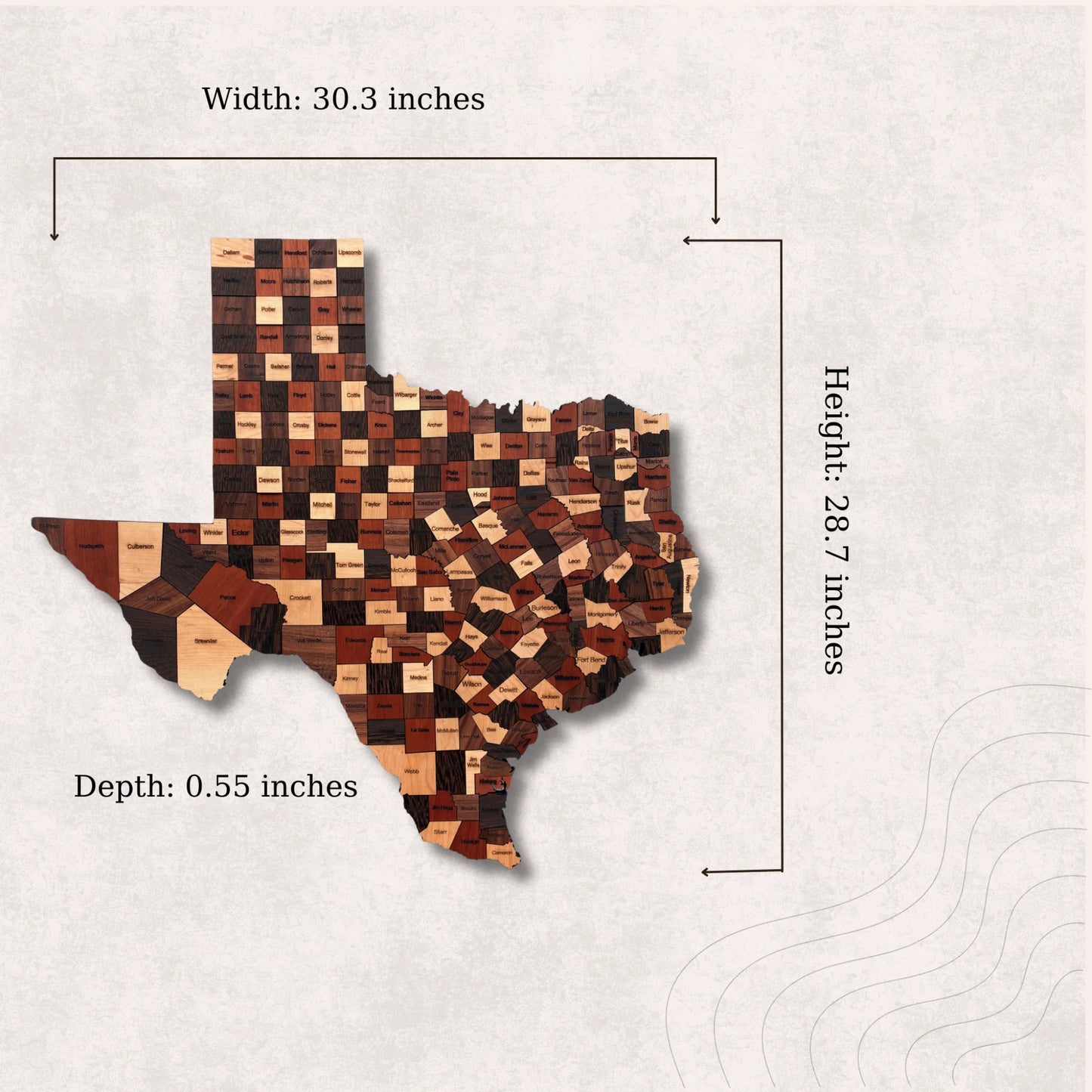 Natural Wood Texas State Map Wall Art