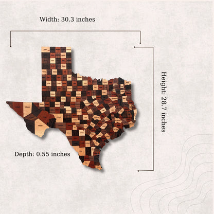 Natural Wood Texas State Map Wall Art