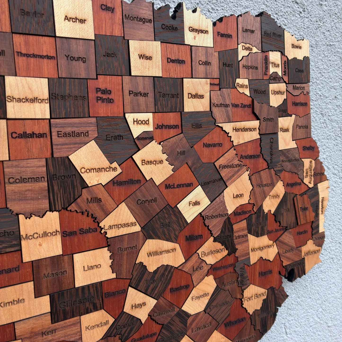 Natural Wood Texas State Map Wall Art