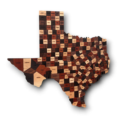 Natural Wood Texas State Map Wall Art