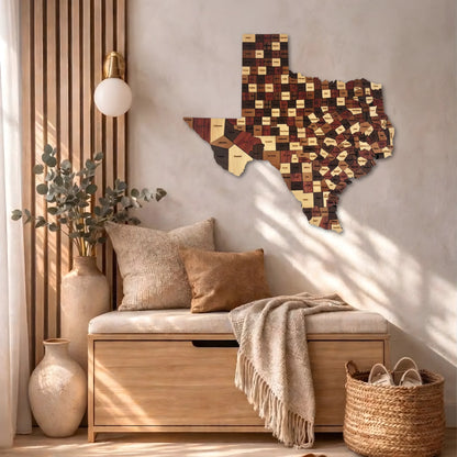 Natural Wood Texas State Map Wall Art