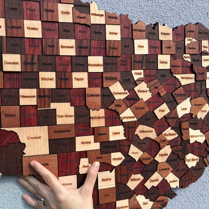 Natural Wood Texas State Map Wall Art