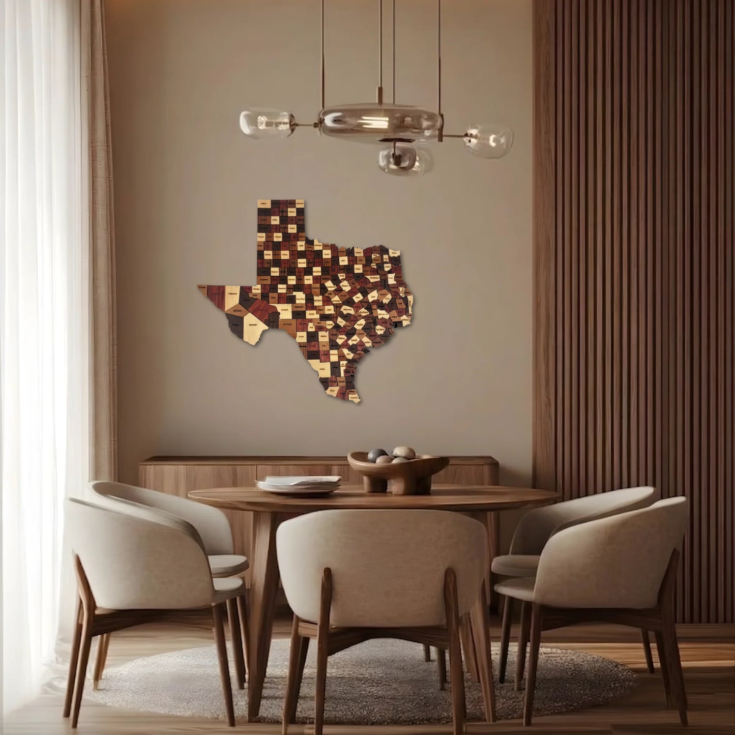 Natural Wood Texas State Map Wall Art