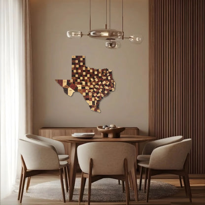 Natural Wood Texas State Map Wall Art