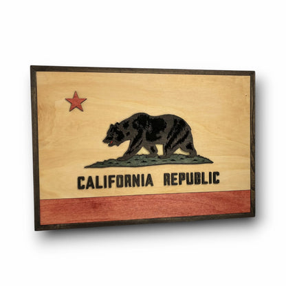 3D Wooden California State Flag Wall Art
