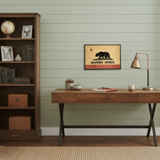 Wooden California State Flag Wall Art – Handcrafted Wood Decor