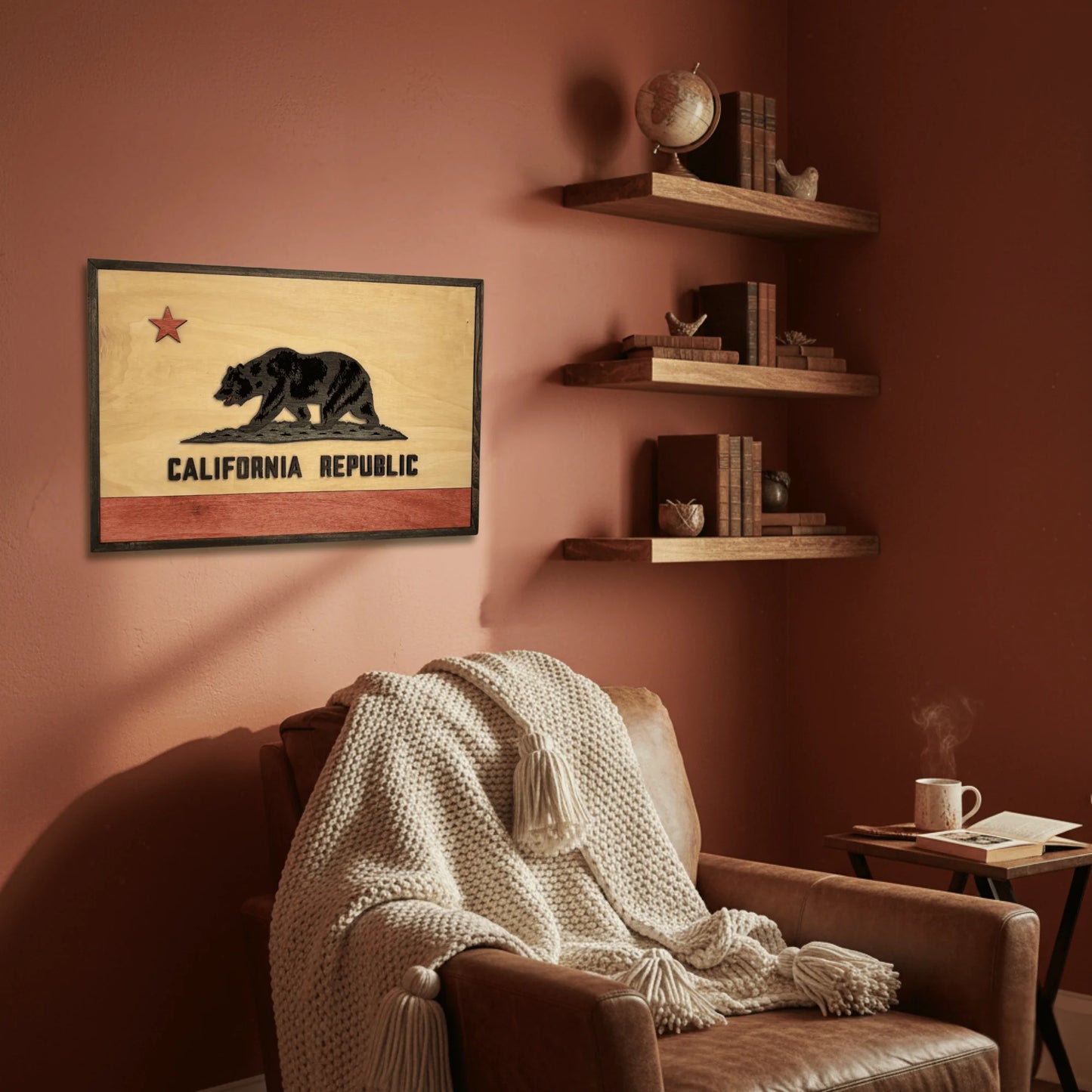 3D Wooden California State Flag Wall Art