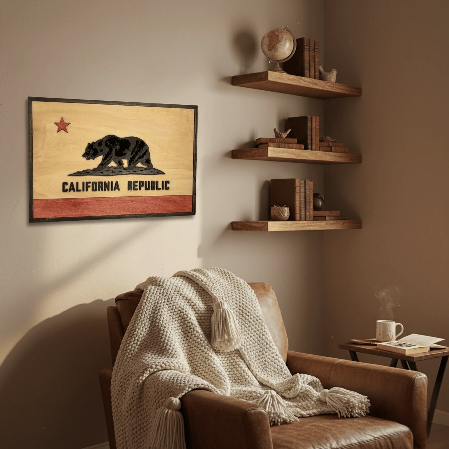 3D Wooden California State Flag Wall Art