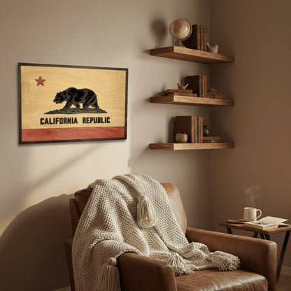 3D Wooden California State Flag Wall Art