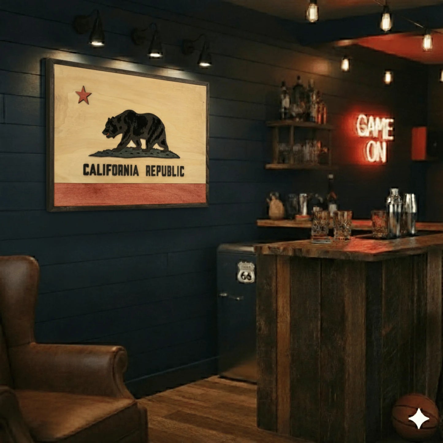 3D Wooden California State Flag Wall Art