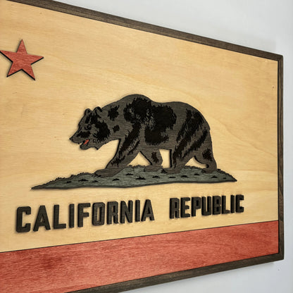 3D Wooden California State Flag Wall Art
