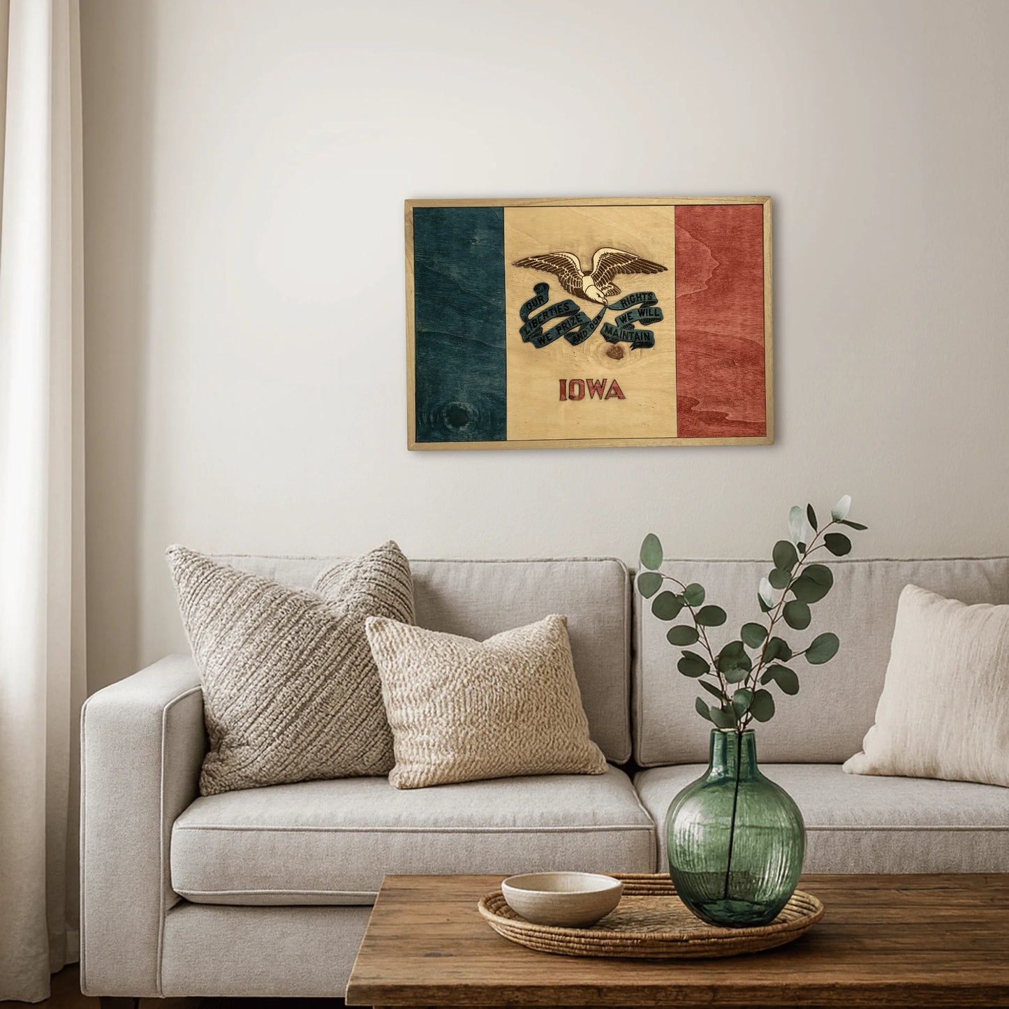 3D Wooden Iowa State Flag Wall Art