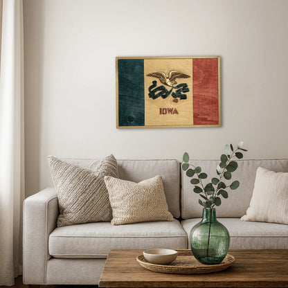 3D Wooden Iowa State Flag Wall Art