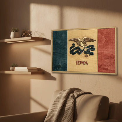 3D Wooden Iowa State Flag Wall Art