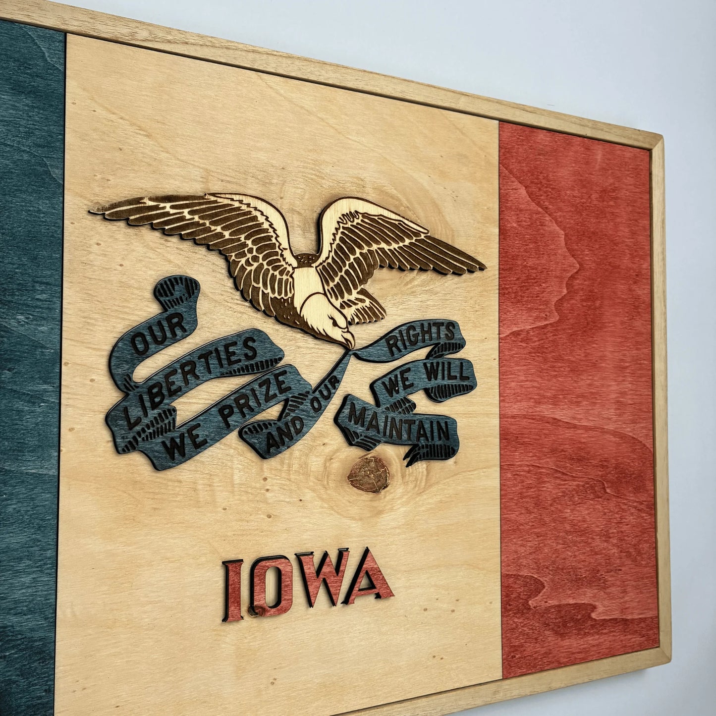 3D Wooden Iowa State Flag Wall Art