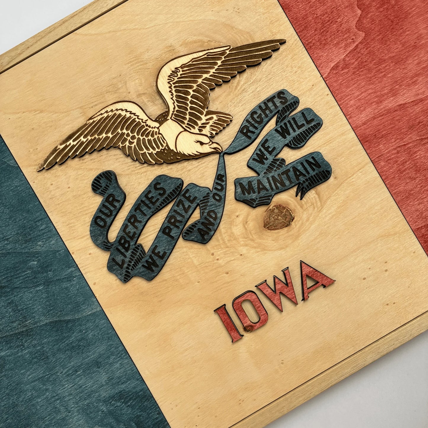 3D Wooden Iowa State Flag Wall Art