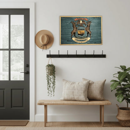 3D Wooden Michigan State Flag Wall Art