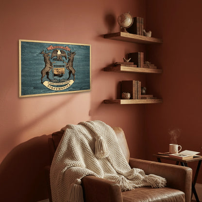 3D Wooden Michigan State Flag Wall Art