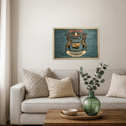 3D Wooden Michigan State Flag Wall Art