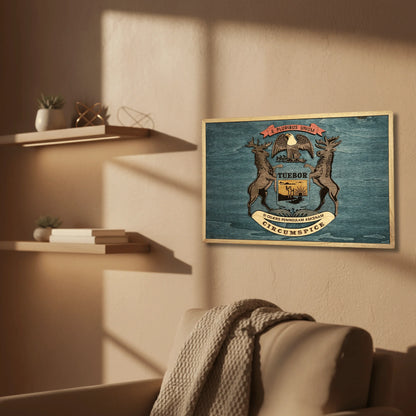 3D Wooden Michigan State Flag Wall Art