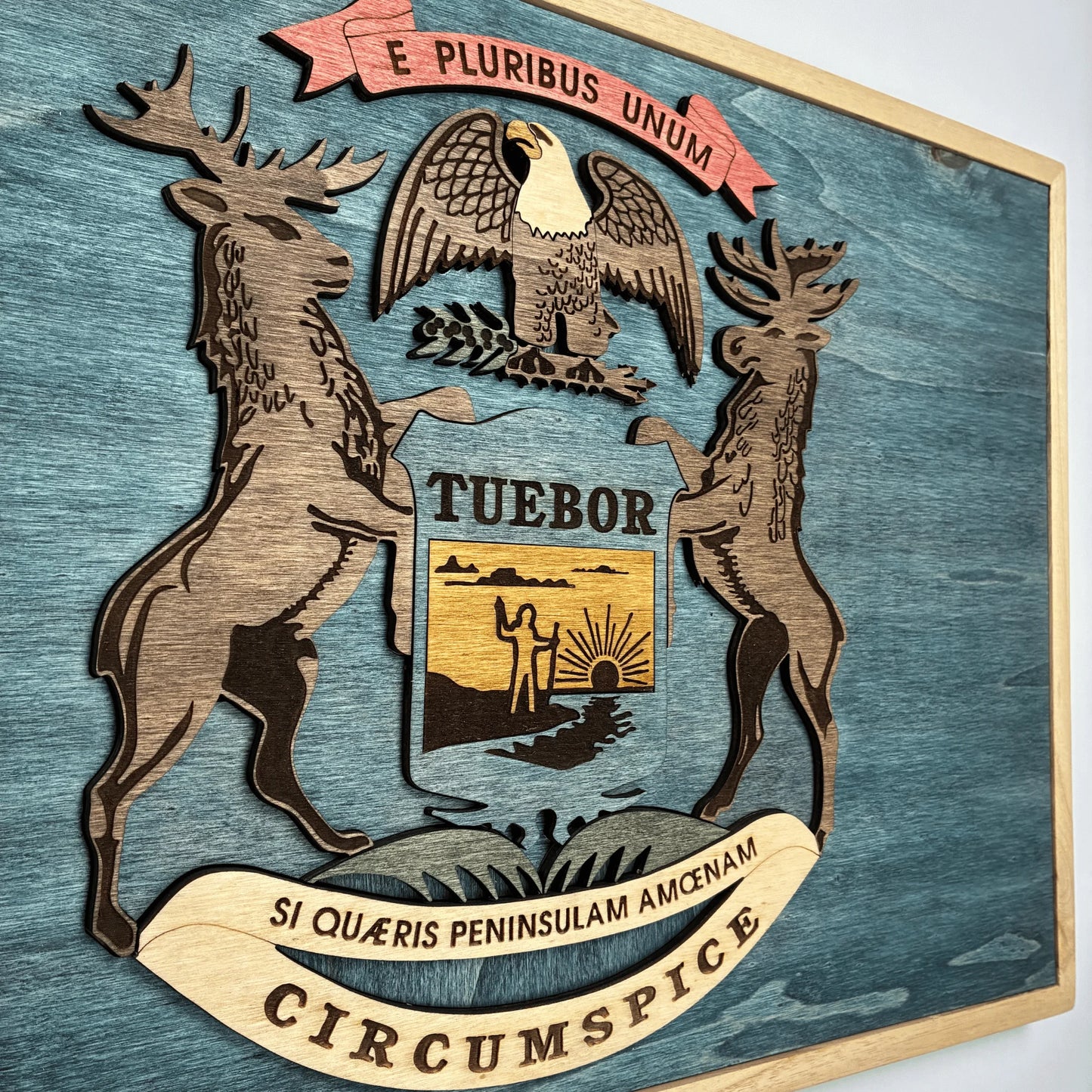 3D Wooden Michigan State Flag Wall Art