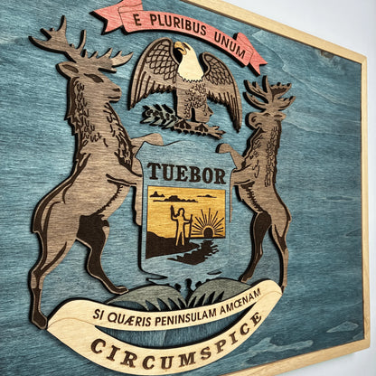 3D Wooden Michigan State Flag Wall Art