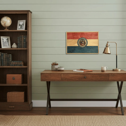 Wooden Missouri State Flag Wall Art – Handcrafted Wood Decor